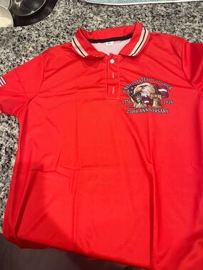 Red Men's Polo Shirt - 250th Anniversary Eagle Graphic